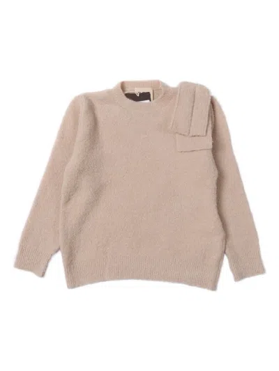 Douuod Kids' Bow-detail Sweater In Neutral