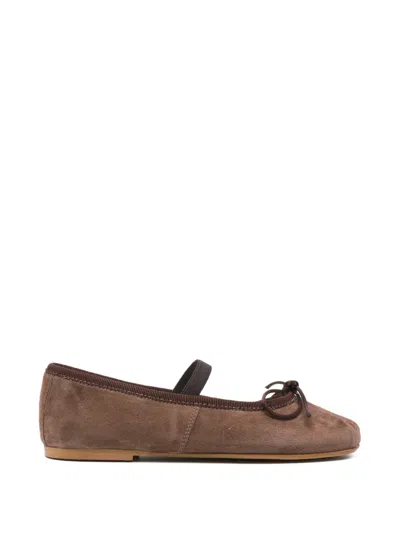 Douuod Kids' Bow-detail Ballerina In Brown