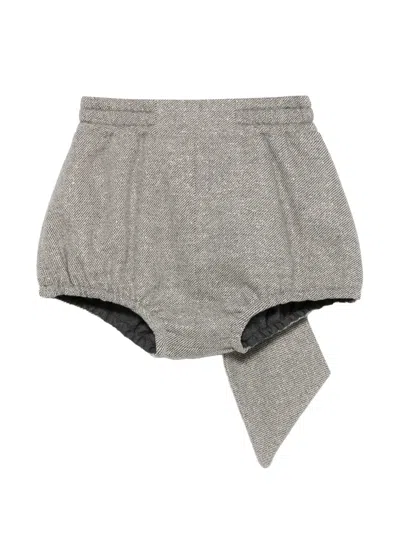 Douuod Kids' Bow-detail Shorts In Gray