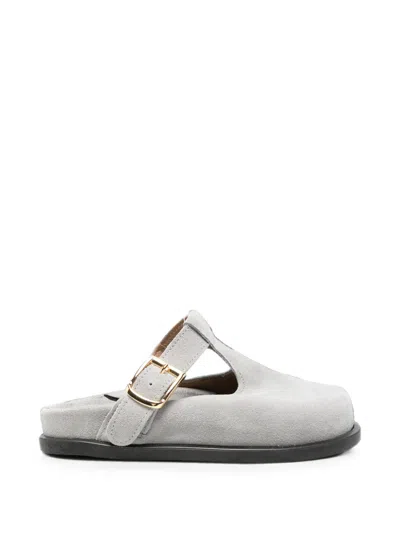 Douuod Kids' Buckle-fastening Suede Mules In Gray