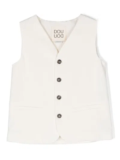 Douuod Kids' Button-fastening Cotton Waistcoat In White