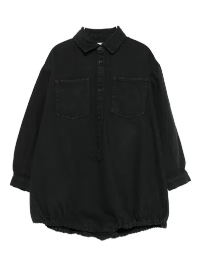 Douuod Kids' Button-fastening Smock Blouse In Black