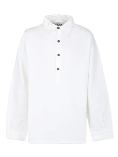 Douuod Kids' Button-placket Long-sleeve Shirt In Cream