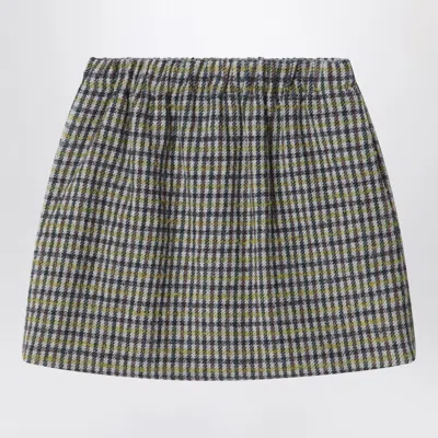 Douuod Checked Mini Skirt In Wool-blend In Beige