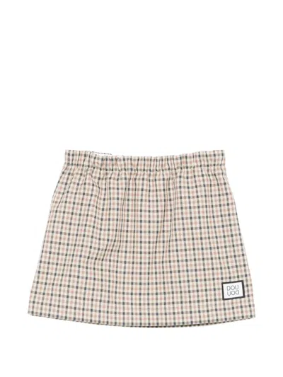 Douuod Kids' Checked-pattern Skirt In Neutral