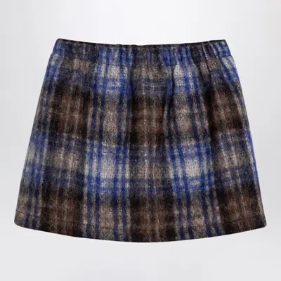 Douuod Checked Wool-blend Mini Skirt In Multi