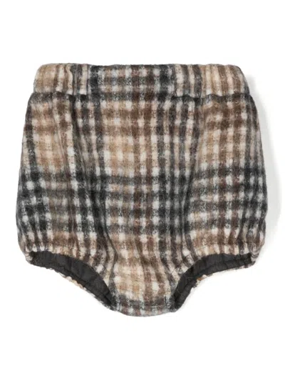 Douuod Kids' Checkered Shorts In 褐色