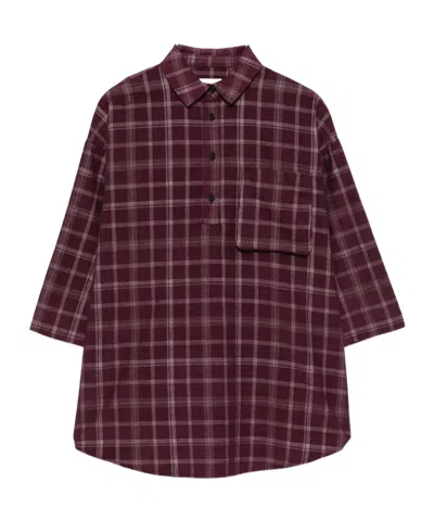Douuod Check-pattern Dress In Burgundy
