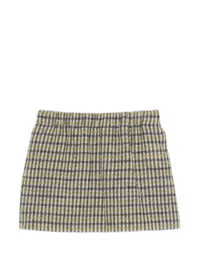 Douuod Kids' Check-pattern Elasticated-waist Skirt
