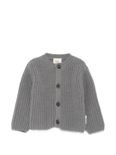 Douuod Babies' Chunky-knit Buttoned Cardigan In Gray