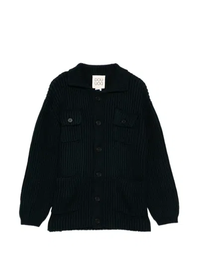 Douuod Kids' Collared Cardigan In Black