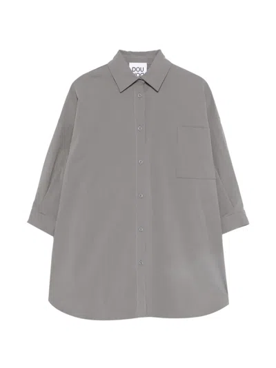 Douuod Kids' Collared Pocket Dress In Gray