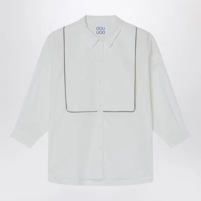 Douuod Kids' Como White Cotton Shirt In Gray