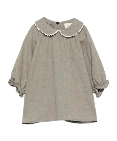 Douuod Crochet-trim Ruffled-cuff Dress In Gray