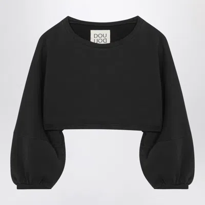 Douuod Kids' Cropped Sweatshirt In Black Cotton