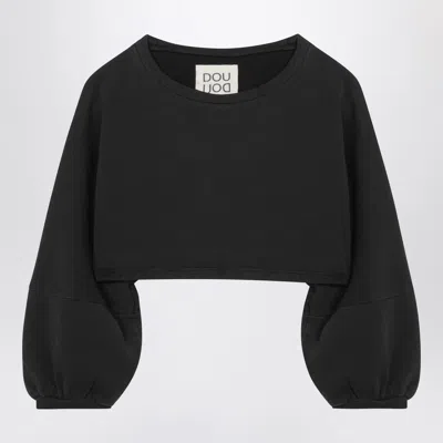 Douuod Cropped Sweatshirt In Black Cotton
