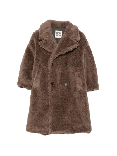 Douuod Kids' Double-breasted Coat In Brown