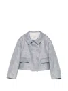 Douuod Double-breasted Metallic-effect Jacket In Blue