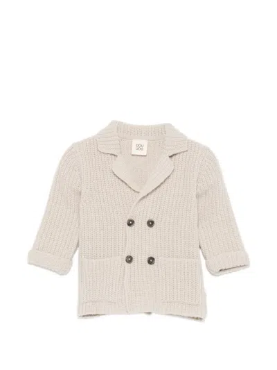 Douuod Babies' Double-breasted Rib-knit Cardigan In Neutral