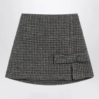 Douuod Ebony Checked Wool Mini Skirt With A-line Silhouette In Multi