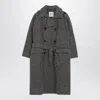 Douuod Ebony/beige Checked Wool Coat In Gray
