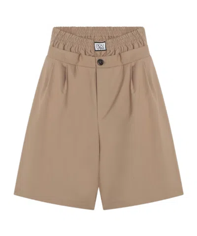 Douuod Elastic Waist Shorts In Brown