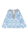 Douuod Embroidered-detail Cotton Blouse In Blue