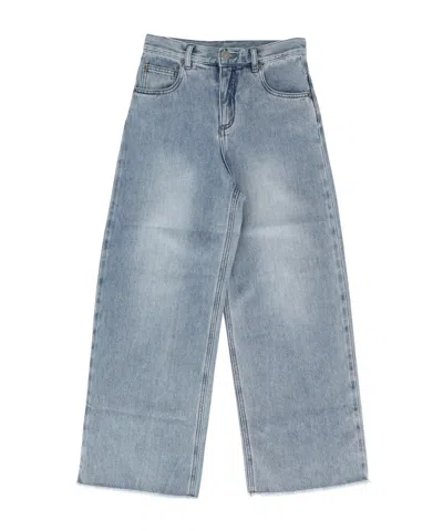 Douuod Kids' Faded Raw-cut Jeans In Blue