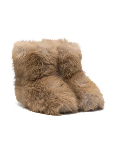 Douuod Kids' Faux-fur Boots In Brown