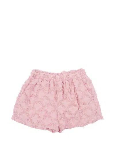 Douuod Kids' Fil-coupé Frayed Shorts In Pink