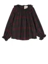 Douuod Flared Checked Blouse In Grigio
