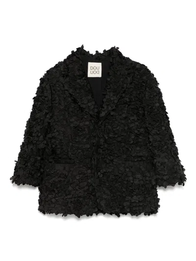 Douuod Kids' Floral-appliqué Blazer In Black