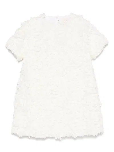 Douuod Kids' Abito Con Applicazione A Fiori In Cream