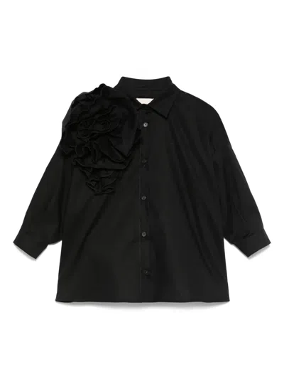 Douuod Kids' Floral-appliqué Shirt In Black