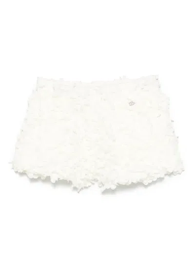Douuod Kids' Shorts Con Applicazione A Fiori In Cream