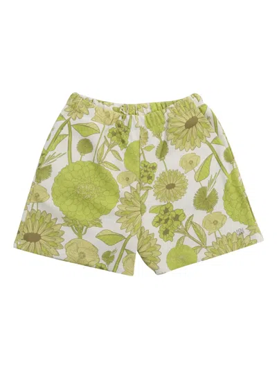 Douuod Kids' Floral Elastic-waist Shorts In Green