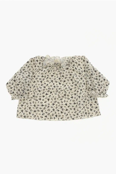 Douuod Floral Patterned Crew-neck Blouse In Neutral