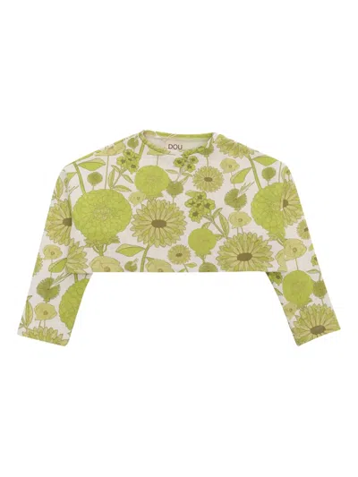 Douuod Floral Print Cropped Top In White