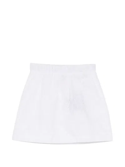 Douuod Kids' Floral-embroidered Skirt In White