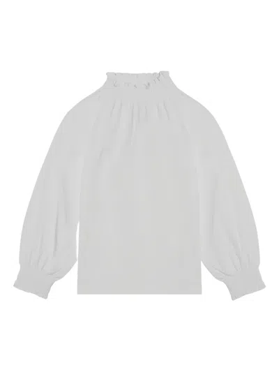 Douuod Kids' Frilled High-neck Blouse In White