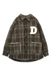 Douuod Fringed Logo Coat In Brown