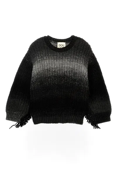 Douuod Fringed Sweater In Black