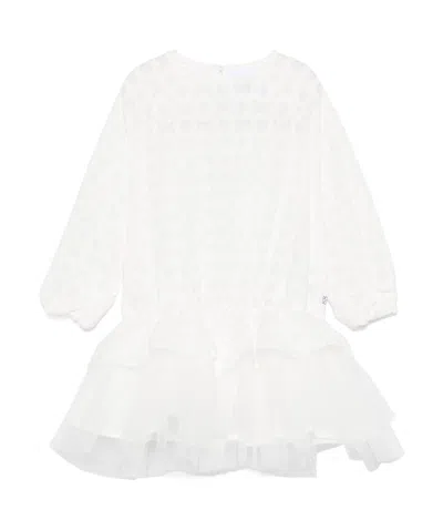 Douuod Kids' Geometric Pattern Dress In White