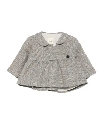 Douuod Glitter-detail Peplum Jacket In Gray