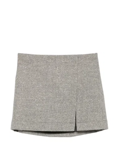 Douuod Kids' Glitter-effect Slit-detail Skirt In Gray