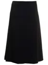 DOUUOD BLACK PLEATED LONG SKIRT IN TECHNO FABRIC WOMAN