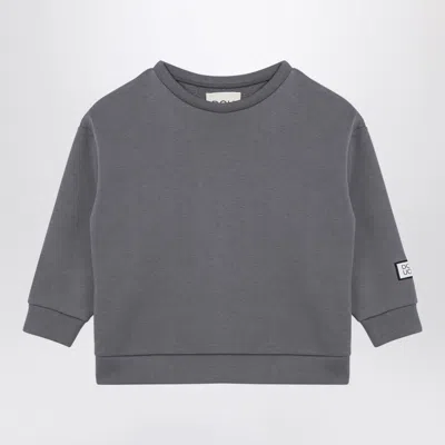 Douuod Kids'  Grey Cotton Blend Crew Neck Sweatshirt In Gray