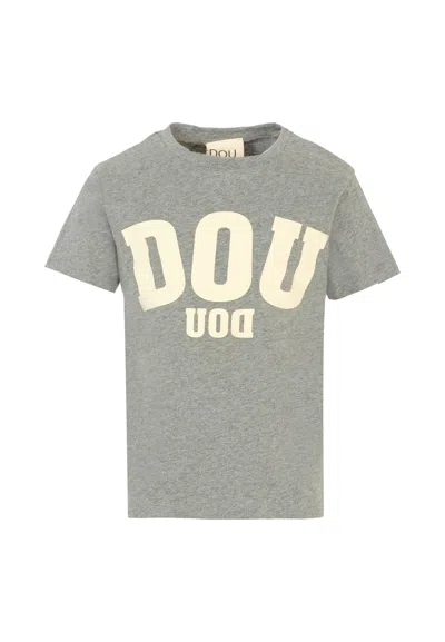 Douuod Kids' Grey T-shirt For Girl With Logo In Gray