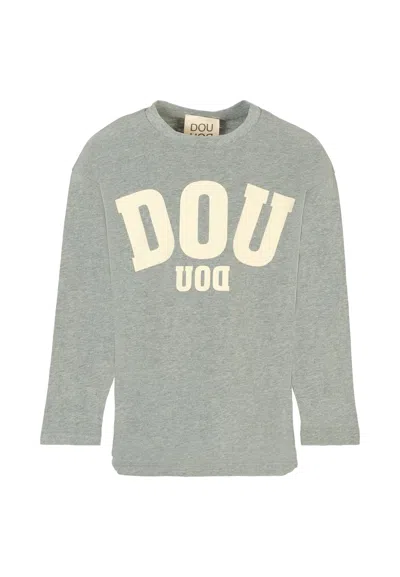 Douuod Kids' Grey T-shirt For Girl With Logo In Gray