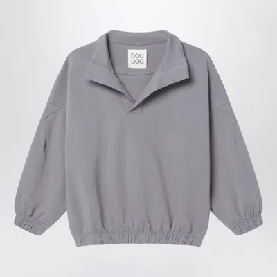 Douuod Grey V-neck Sweatshirt In Gray